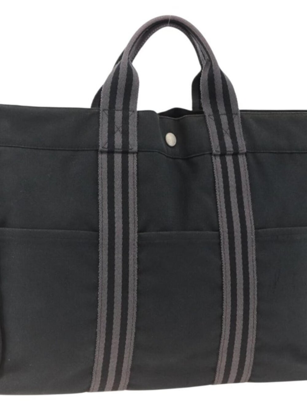 HERMES Fourre ToutMM Hand Bag Canvas Black Auth BA11454